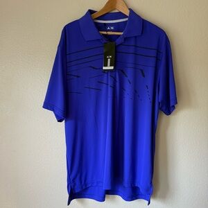ADIDAS Royal Blue Polo with Black Graphic Accents